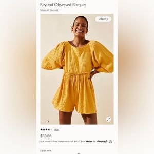 Free People Yellow Romper